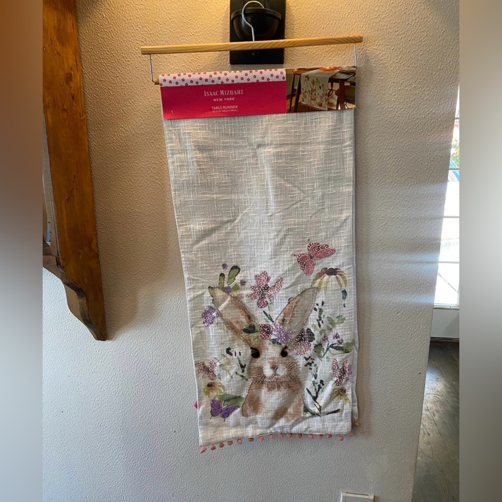 Isaac Mizrahi Jeweled Rabbit Table Runner 16”x72” Brand new!